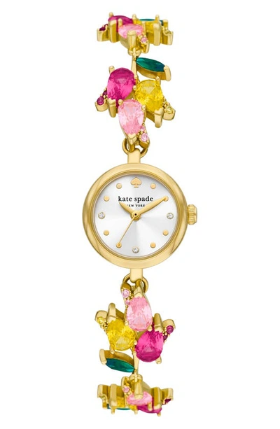 Shop Kate Spade Monroe Tulip Crystal Strap Watch, 24mm In Gold / Floral
