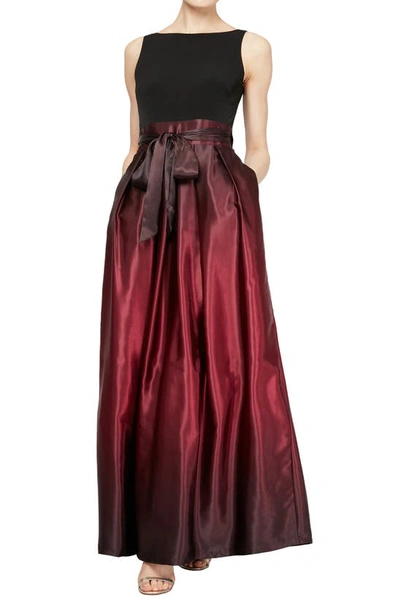 Shop Sl Fashions Slny Ombre Satin Gown In Fig