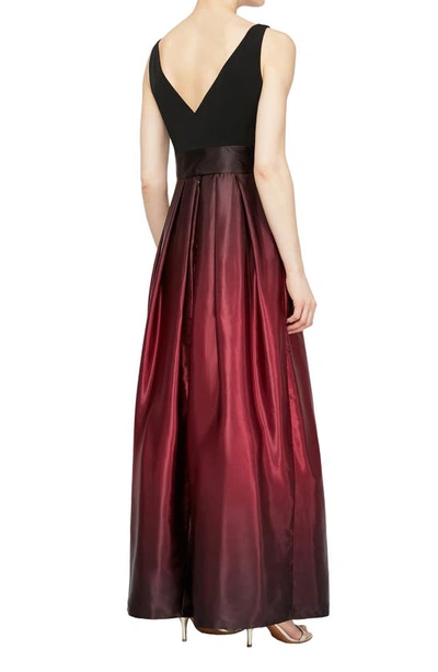 Sl Fashions Ombre Satin Bow Sash Gown In Fig