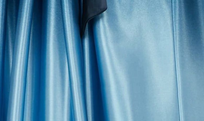 Sl Fashions Ombre Satin Bow Sash Gown In Blue