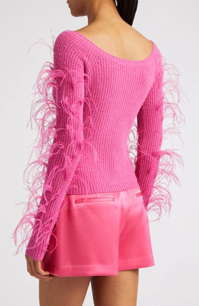 Shop Cult Gaia Danton Merino Wool Blend Rib Cable Sweater In Anemone