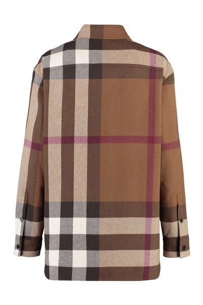 Shop Burberry Wool Blend Overshirt In Beige