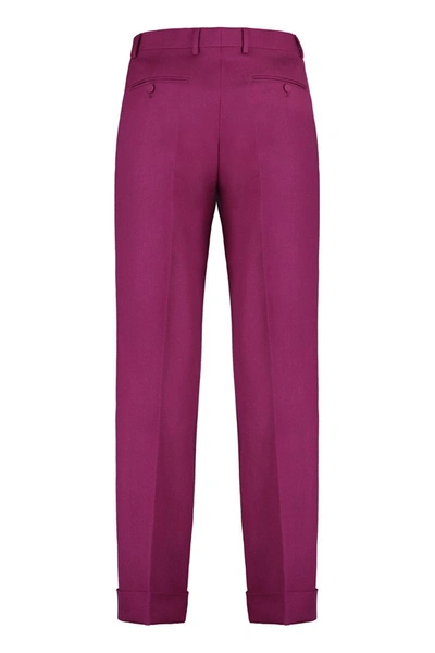 Shop Gucci Wool-twill Bush-trousers In Prune