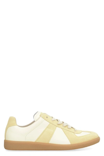 Shop Maison Margiela Replica Leather Sneakers In Yellow