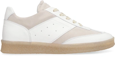 Shop Mm6 Maison Margiela 6 Court Leather Low-top Sneakers In White