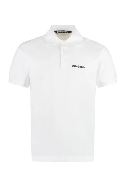 Shop Palm Angels Cotton-piqué Polo Shirt In White