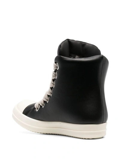 Shop Rick Owens Leather High-top Sneakers In Black/milk/milk