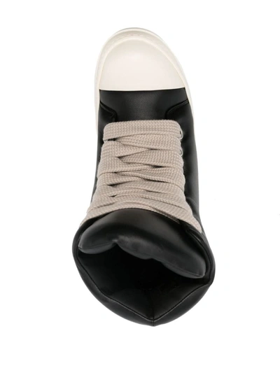 Shop Rick Owens Leather High-top Sneakers In Black/milk/milk