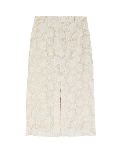 Shop Rochas Pencil Skirt In Embroidery In White