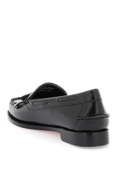 Shop Gh Bass G.h. Bass Esther Kiltie Weejuns Loafers In Brushed Leather In Black