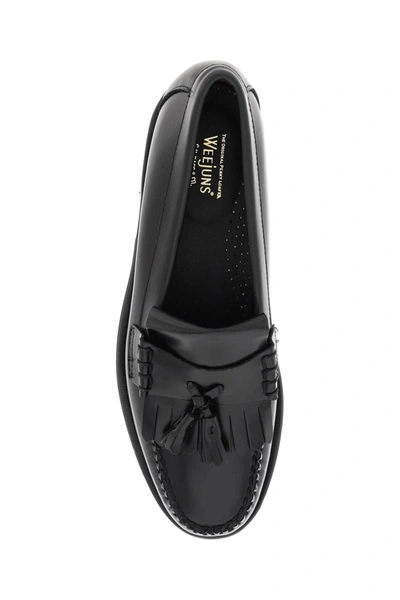 Shop Gh Bass G.h. Bass Esther Kiltie Weejuns Loafers In Brushed Leather In Black