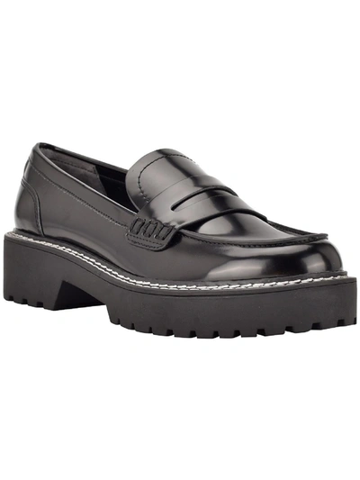 Shop Calvin Klein Suzie 2 Womens Patent Lug Sole Penny Loafers In Black
