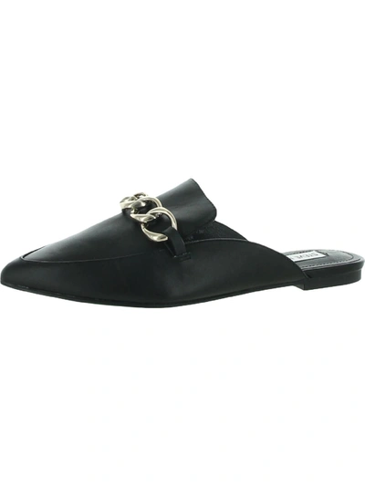 STEVE MADDEN FORTE WOMENS LEATHER SLIP ON LOAFER SLIDES 