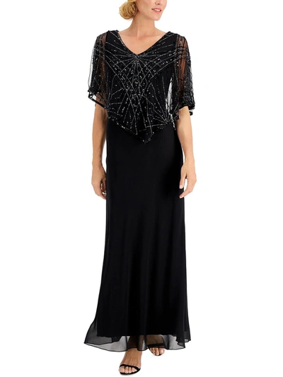 Shop Jkara Womens Embellished Overlay V-neck Evening Dress In Multi