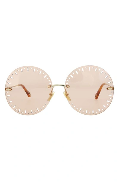 Shop Chloé Novelty 63mm Oversize Round Sunglasses In Gold Orange