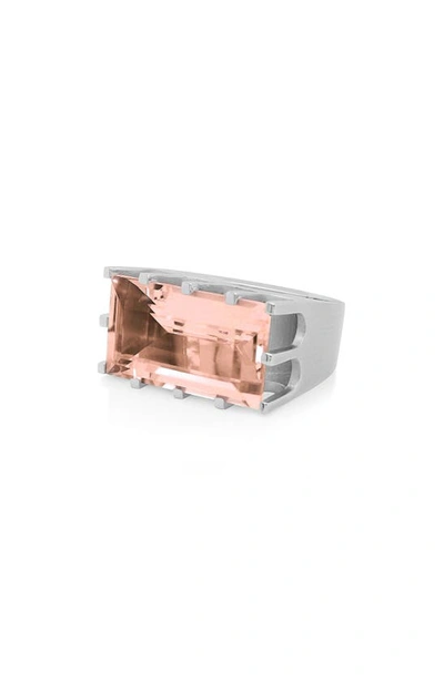 Shop Dean Davidson Baguette-cut Simulated Morganite Castle Ring In Morganite/ Silver