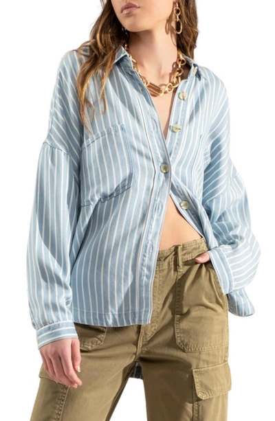 Shop Blu Pepper Stripe Tencel® Lyocell Shirt Jacket In Chambray Multi