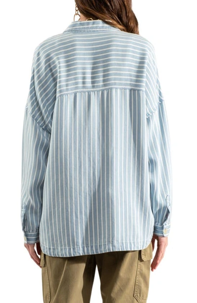 Shop Blu Pepper Stripe Tencel® Lyocell Shirt Jacket In Chambray Multi
