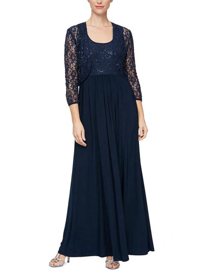 Shop Slny Womens Lace 2pc Evening Dress In Blue