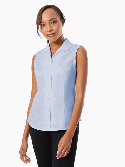 Shop Jones New York Easy-care Sleeveless Button-up Shirt In Blue