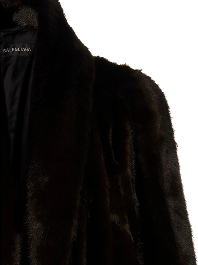 Shop Balenciaga A-line Fur Brown