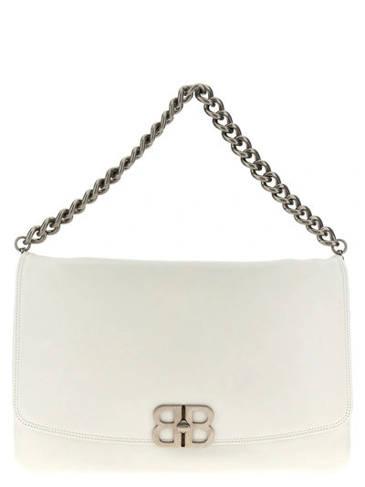 Shop Balenciaga Flap Bb Soft Grande Shoulder Bags White
