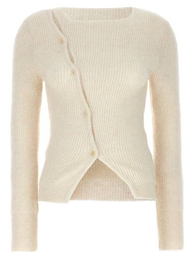 Shop Jacquemus Le Maille Pau Sweater, Cardigans White