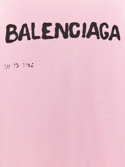 Shop Balenciaga Logo Print Hoodie Sweatshirt Pink