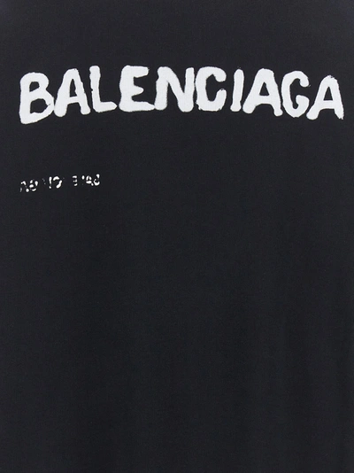 Shop Balenciaga Logo Print Hoodie Sweatshirt White/black