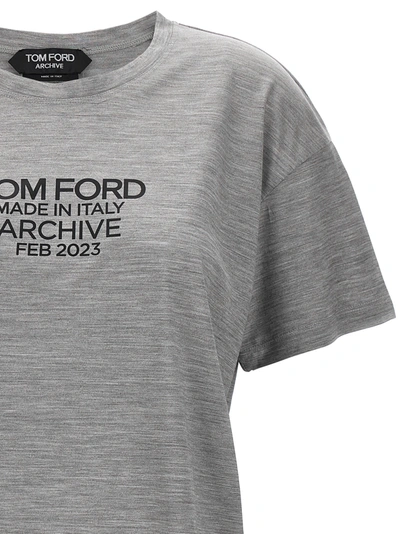 Shop Tom Ford Logo Print T-shirt Gray