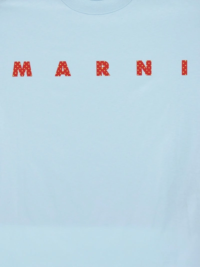 Shop Marni Logo Print T-shirt Light Blue