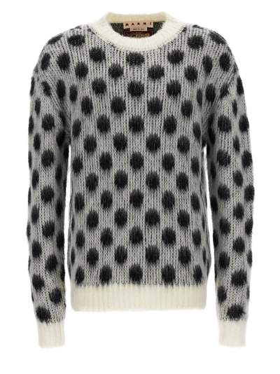 Shop Marni Polka Dot Sweater Sweater, Cardigans White/black
