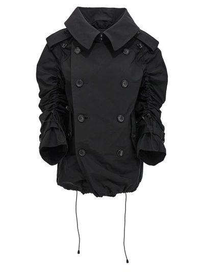 Shop Junya Watanabe Short Curled Trench Coat Casual Jackets, Parka Black