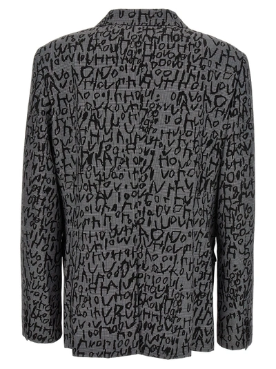 Shop Comme Des Garçons Homme Deux All Over Print Blazer Jackets In Gray