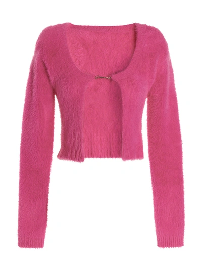 Shop Jacquemus La Maille Neve Sweater, Cardigans In Fuchsia