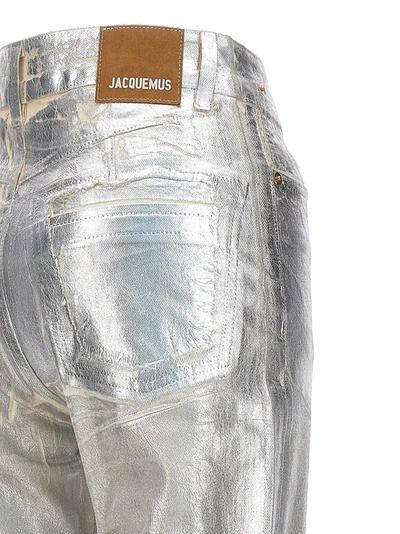Shop Jacquemus Le De Nīmes Court Articha Jeans In Silver