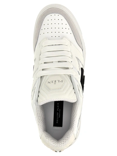 Shop Philipp Plein Mix Leather Low Top Sneakers In White