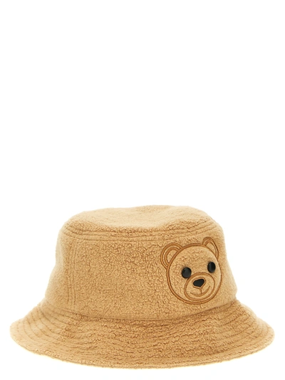 Shop Moschino Teddy Hats In Beige