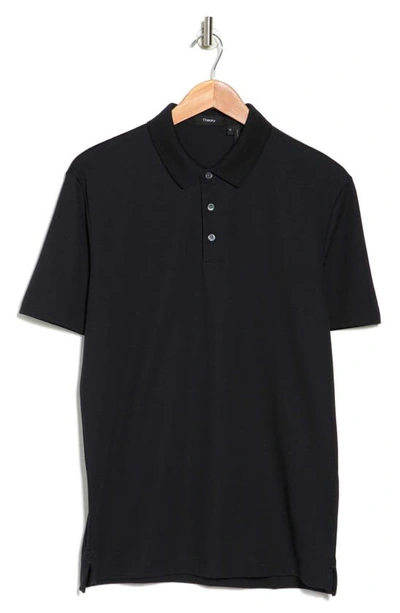 Theory Button Front Polo In Black