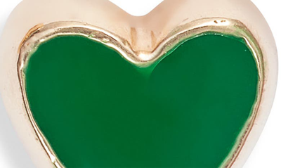 Shop Anzie Enamel Heart Stud Earrings In Green