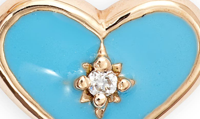 Shop Anzie Enamel & Diamond Heart Stud Earrings In Blue