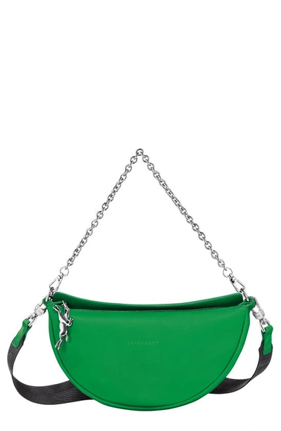 Shop Longchamp Smile Small Half Moon Leather Crossbody Bag In Lawn