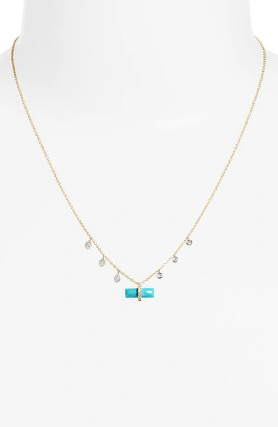 Meira T Turquoise Bar & Diamond Necklace In Yellow Gold