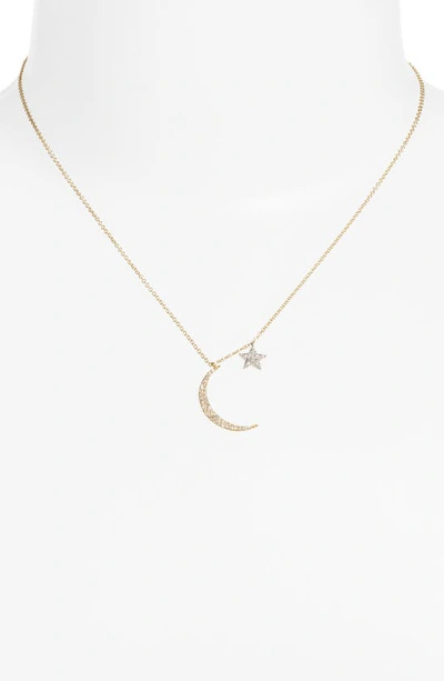 Meira T Diamond Moon Necklace In 14k Yellow Gold, .22 Ct. T. W., 16 In Yellow