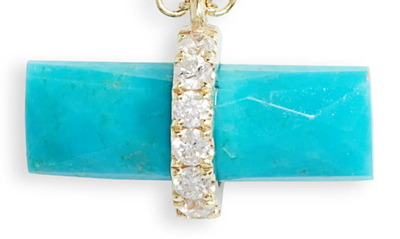 Meira T Turquoise Bar & Diamond Necklace In Yellow Gold