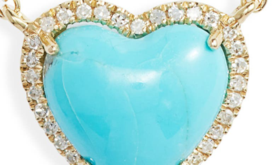 Meira T Turquoise & Diamond Heart Pendant Necklace In Yellow