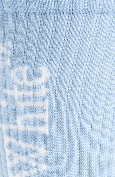 Shop Off-white Bookish Big Logo Cotton Mid Calf Socks In Placid Blue