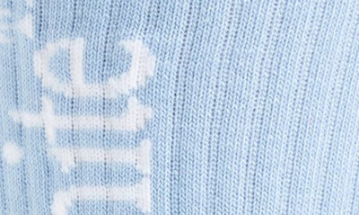 Shop Off-white Bookish Big Logo Cotton Mid Calf Socks In Placid Blue