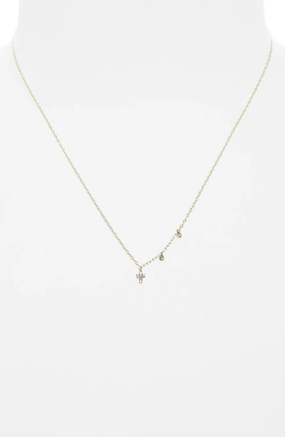 Shop Meira T Diamond Cross Pendant Necklace In Yellow Gold