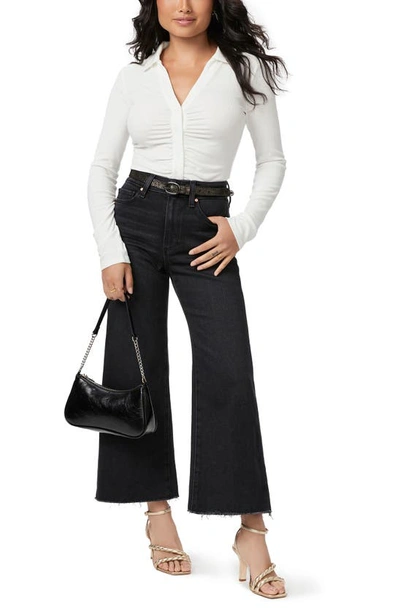 Paige Anessa With Set In Pocket Wide Leg Pants In Renetta In Black Lotus